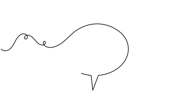Animated shield in speech bubble icon sign continuous one line drawing moving on white background minimalist single art protected communication and online privacy symbol animation