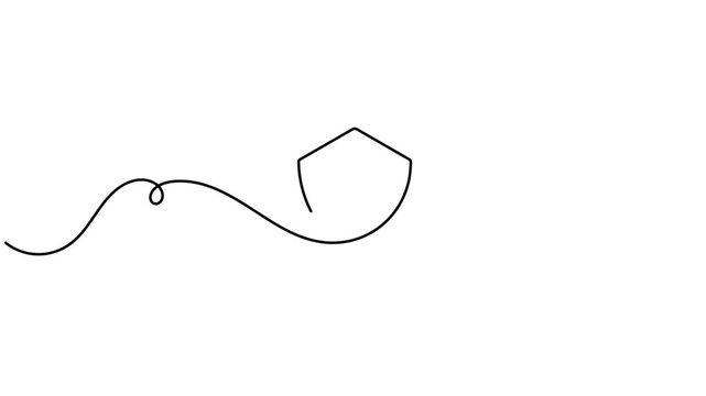 Animated shield in speech bubble icon sign continuous one line drawing moving on white background minimalist single art protected communication and online privacy symbol animation