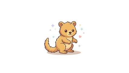 Obraz premium Friendly brown marsupial character with sparkles.