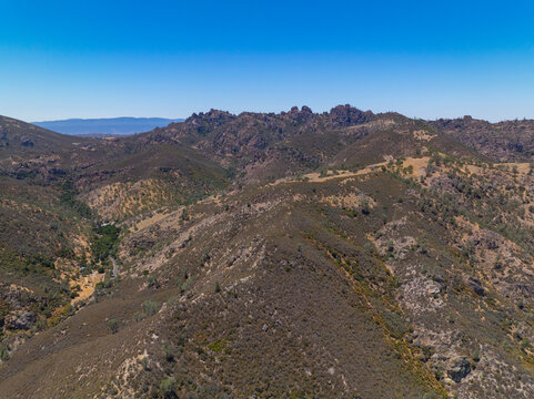 Pinnacles National Park aerial view, This park is located east of Salinas Valley in San Benito County, Central California CA, USA. 
