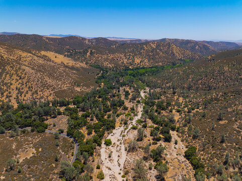 Pinnacles National Park aerial view, This park is located east of Salinas Valley in San Benito County, Central California CA, USA. 
