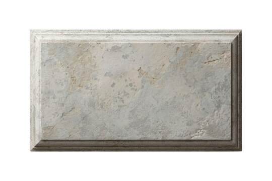 Framed gray stone rectangular plaque with beveled border