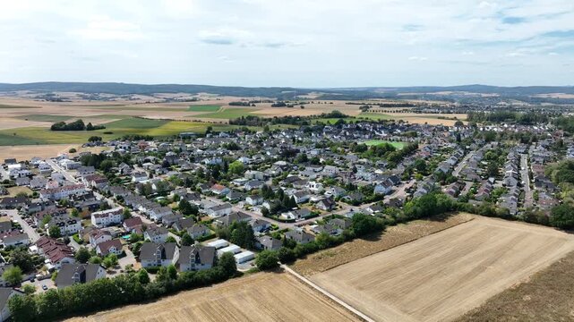 Drone aerial footage of Limburg an der Lahn Linter, Limburg Weilburg district, Hesse, Germany
