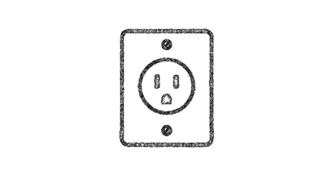 Sketch wall socket icon animation - smooth progressive reveal