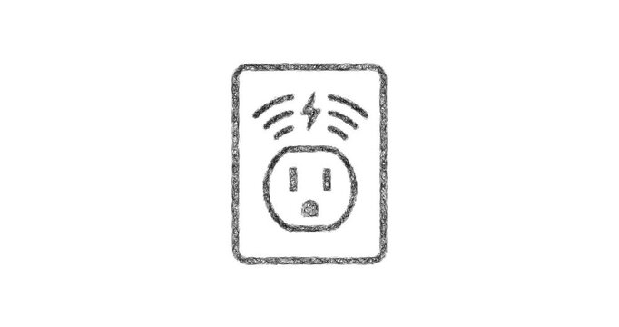 Sketch wireless charging outlet icon animation - smooth progressive reveal