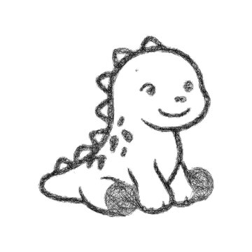 Sketch monochrome toy dinosaur icon design