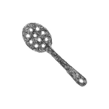 Sketch black and white slotted spoon icon design