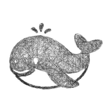 Sketch toy whale icon design