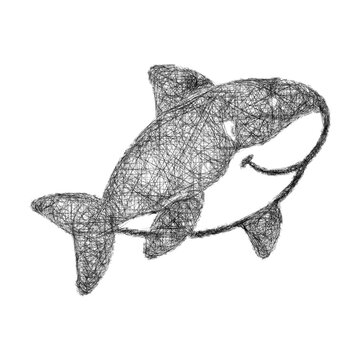 Monochrome sketch toy shark icon design