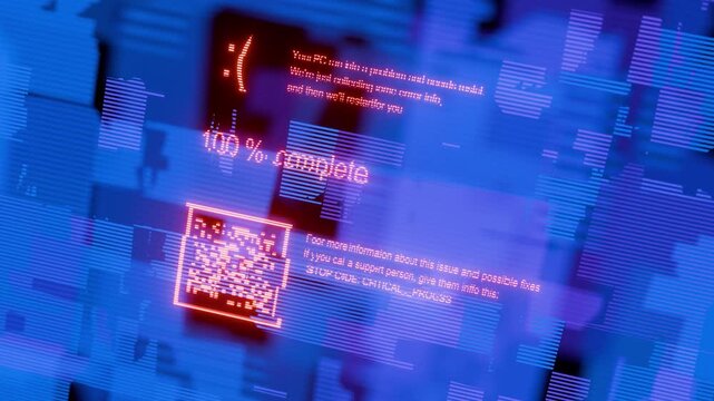 Operating system error. Error report. Glitch effect of a system error. Animation of a driver, memory, or system process error. Hacker attack. Virus attack.
