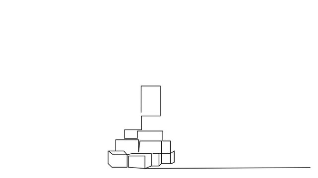 logistics cargo transportation boxes packages industry business concept one line art 2D video animation motion