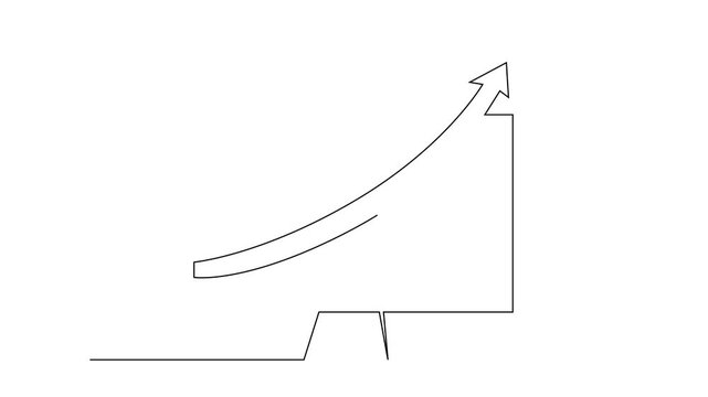 computer screen growth bars develop business finance technology one line art 2d video animation
