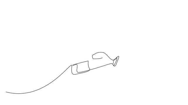 kid school fly with pencil back to school concept one line art 2d video animation motion