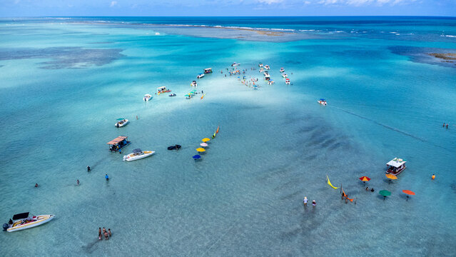 Aerial View: The Iconic Caminho de Mois&eacute;s Sandbar in Maragogi, Alagoas