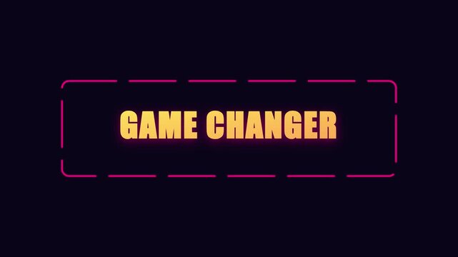 Game changer neon text animation: modern business concept and innovation motion 4k motion business