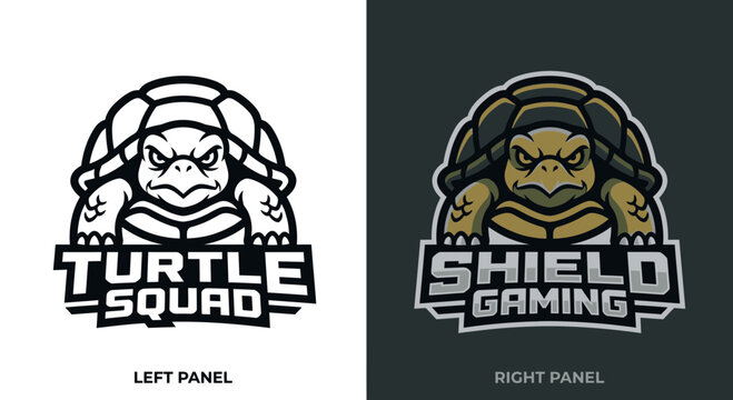 Turtle squad mascot logo for competitive gaming and esports.