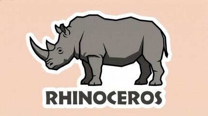 Naklejka premium Low Poly Rhinoceros Animal Sticker Illustration