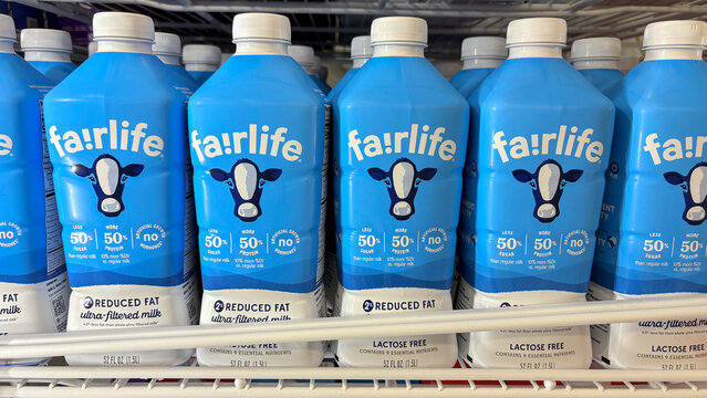 fairlife ultra-filtered milk display at a store. fairlife is a subsidiary of the Coca-Cola Company.