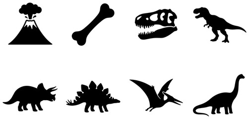 Dinosaur Icons Set: Prehistoric Vector Graphics for Kids, Education, and Paleontology © Md
