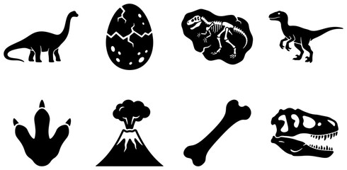 Dinosaur Icons Set: Prehistoric Vector Graphics for Education and Design © Md