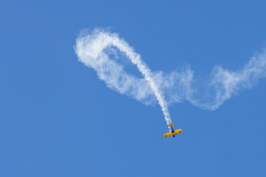 flugshow from the aero club Obermoerlen with historic aircrafts during stunt flying and aerobatics.