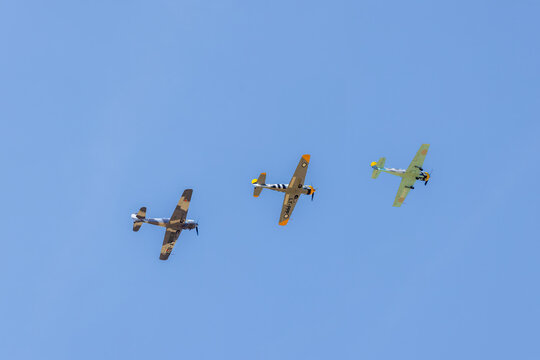 airshow from the aero club Obermoerlen with historic aircrafts during stunt flying and aerobatics