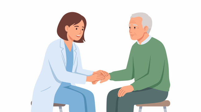 Doctor Holding Elderly Patient's Hand in Compassionate Care