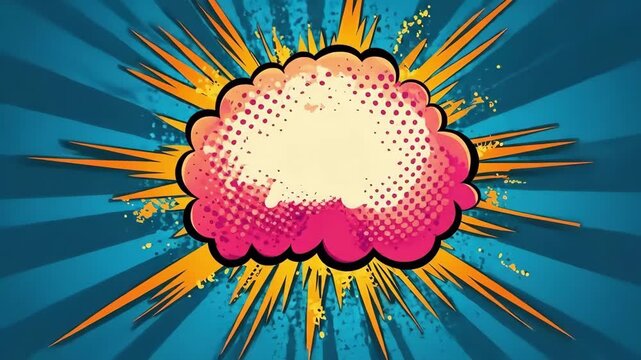 Vibrant comic style cloud with colorful pop art explosion