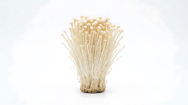 Enoki Mushrooms Isolated White Background
