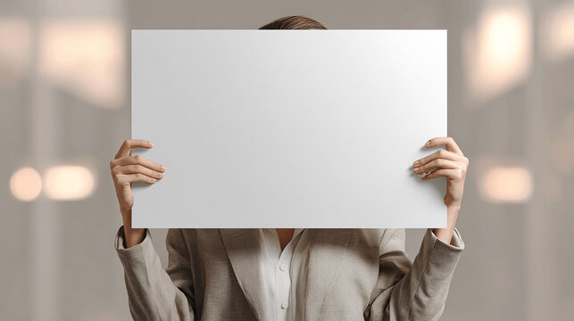 woman holding blank board