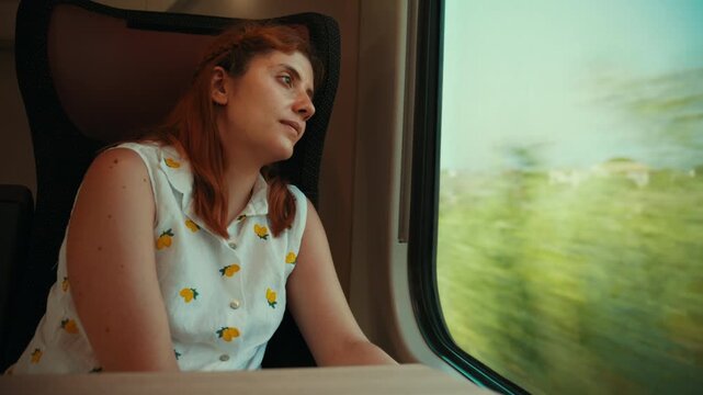 Nostalgia for a woman traveling by train to university