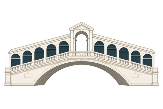 White stone arched bridge facade with balustrade