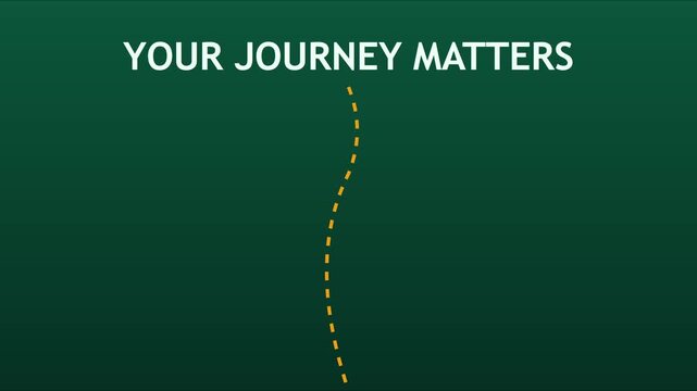 Your journey matters motivational quote with animated dotted path on green animation 4k background inspirational