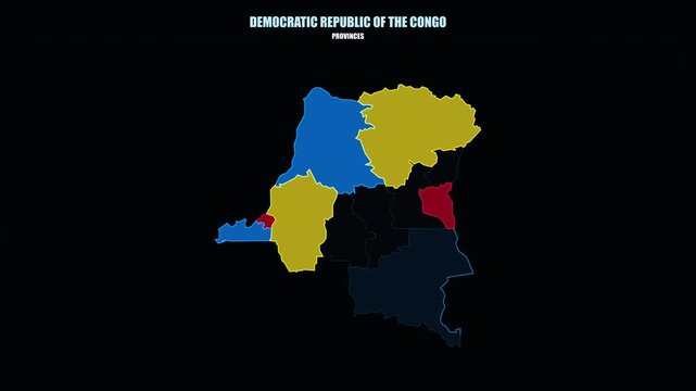 Democratic Republic of the Congo Province Map Highlighted on World Map in 4K Motion Graphics