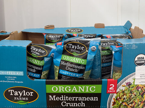Taylor Farms Organic Mediterranean Crunch salad kits at Costco in Kalamazoo, Michigan on August 10, 2026