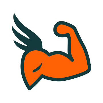 Biceps Muscle Arm Wing Strong Power Icon Vector Illustration
