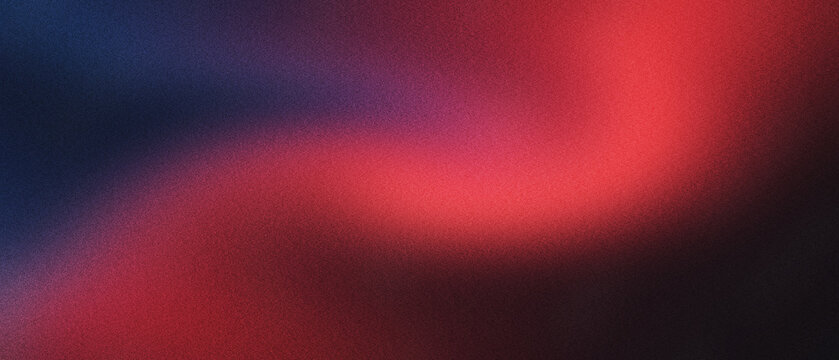 Abstract grainy gradient background with red and blue light leaks. Soft blurry texture with neon glow and dark shadows. Cinematic atmospheric lighting for modern web design and social media.