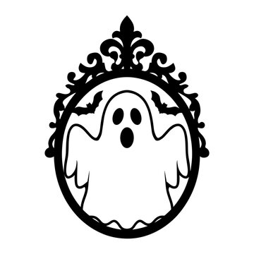 Ghost in Ornate Frame with Bats
