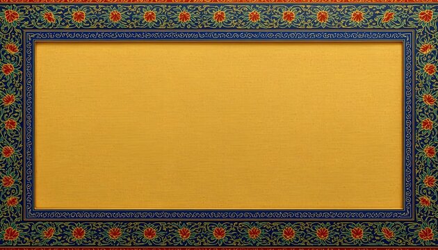 Royal Chinese cloisonne style enamel floral border frame on golden silk background
