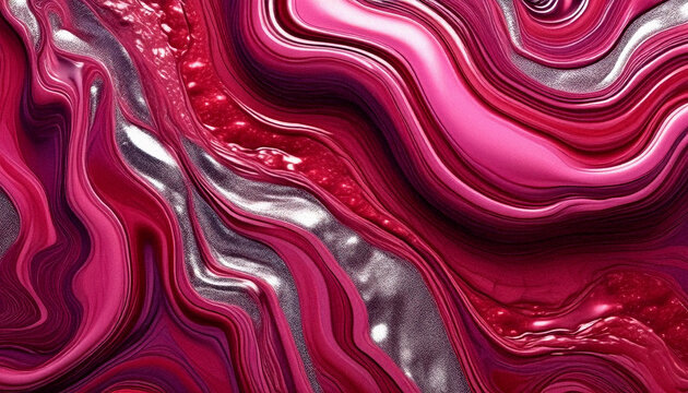 Luxurious ruby pink fluid marble background