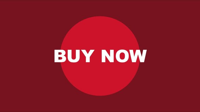 Buy now call to action button animation on red 4k background, for e-commerce marketing, shopping