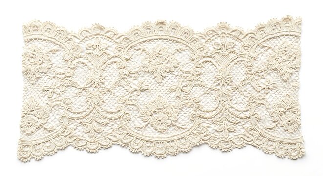 Decorative white lace ribbon trim with floral pattern for sewing and craft decoration design