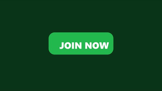 Join now button animation on green 4k background, for digital marketing, and call to, action ui