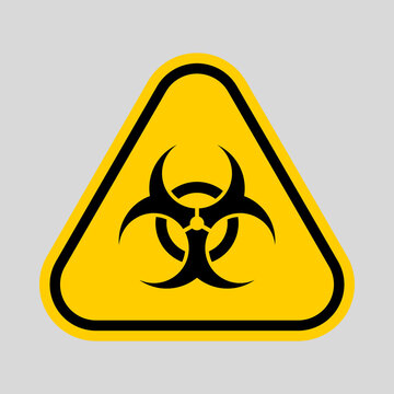 Yellow triangular warning sign featuring a black biohazard symbol, indicating biological contamination or infectious material.