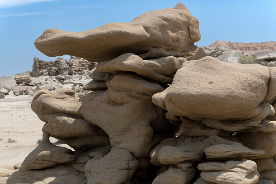 Close-up of Fantasy Canyon formation with others in the background