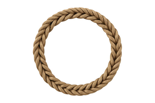 Thick braided rope circular frame isolated