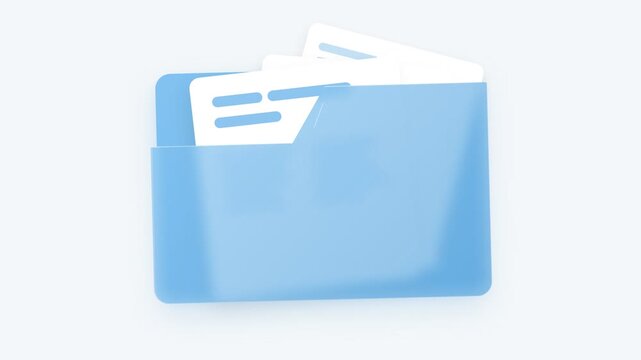 A light blue folder containing various digital documents represents the efficient organization of important professional records during the daily management tasks performed within a busy