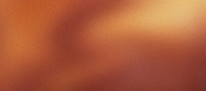 Warm orange light leak background with vintage film grain texture. Abstract copper glow overlay for retro photography. Soft amber bokeh effect on dark brown gradient for cinematic backdrop.