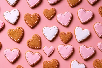 Obraz premium Heart Shaped Cookies and Macarons - Simple Arrangement