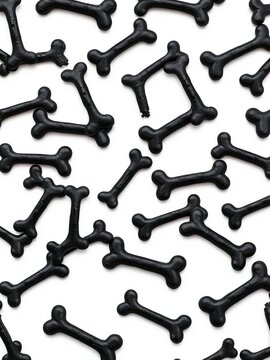 Simple pattern of black dog bones on a white background, arrangement, ||black